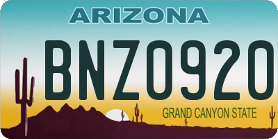 AZ license plate BNZ0920