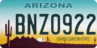 AZ license plate BNZ0922