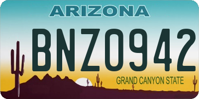 AZ license plate BNZ0942