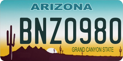 AZ license plate BNZ0980