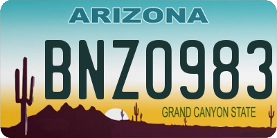 AZ license plate BNZ0983