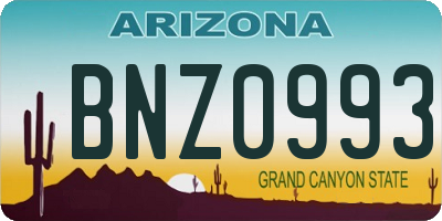 AZ license plate BNZ0993