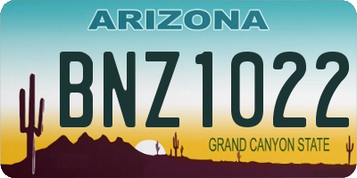 AZ license plate BNZ1022