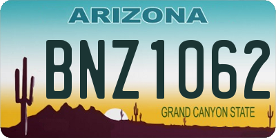 AZ license plate BNZ1062