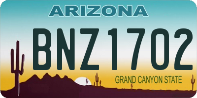 AZ license plate BNZ1702