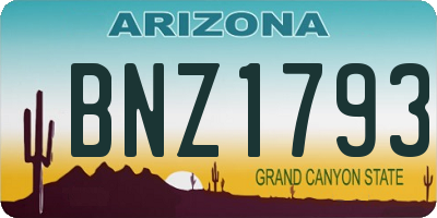 AZ license plate BNZ1793