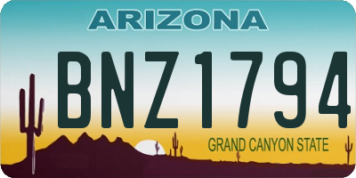 AZ license plate BNZ1794