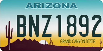 AZ license plate BNZ1892