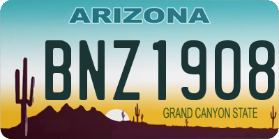 AZ license plate BNZ1908