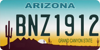 AZ license plate BNZ1912