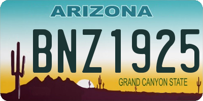 AZ license plate BNZ1925