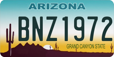 AZ license plate BNZ1972