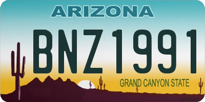 AZ license plate BNZ1991