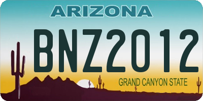 AZ license plate BNZ2012