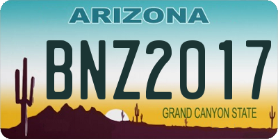 AZ license plate BNZ2017