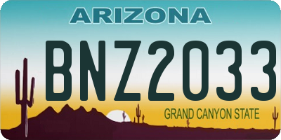 AZ license plate BNZ2033