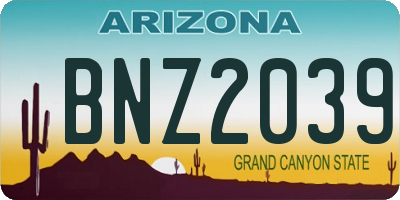 AZ license plate BNZ2039