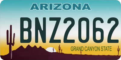 AZ license plate BNZ2062