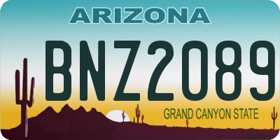 AZ license plate BNZ2089