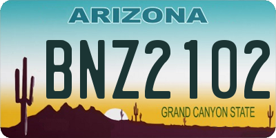 AZ license plate BNZ2102