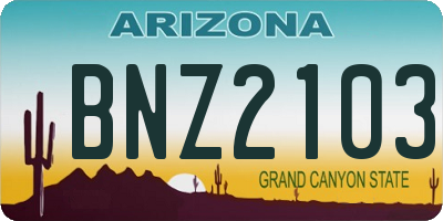 AZ license plate BNZ2103