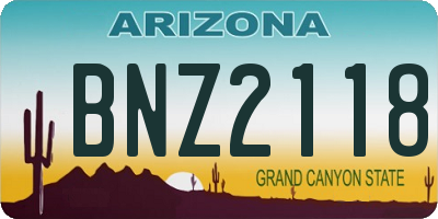 AZ license plate BNZ2118
