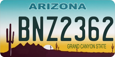 AZ license plate BNZ2362