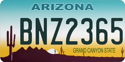 AZ license plate BNZ2365