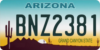 AZ license plate BNZ2381