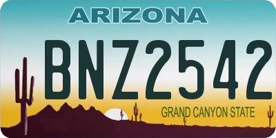 AZ license plate BNZ2542