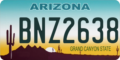 AZ license plate BNZ2638
