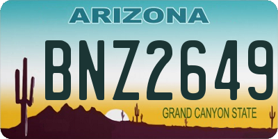 AZ license plate BNZ2649