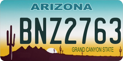 AZ license plate BNZ2763