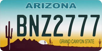 AZ license plate BNZ2777