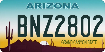 AZ license plate BNZ2802