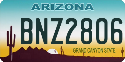 AZ license plate BNZ2806