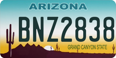 AZ license plate BNZ2838