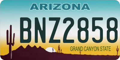 AZ license plate BNZ2858