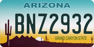 AZ license plate BNZ2932