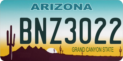 AZ license plate BNZ3022