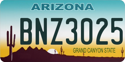 AZ license plate BNZ3025