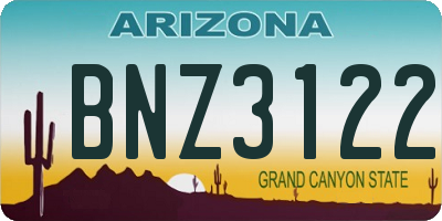 AZ license plate BNZ3122