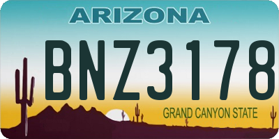 AZ license plate BNZ3178