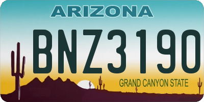 AZ license plate BNZ3190