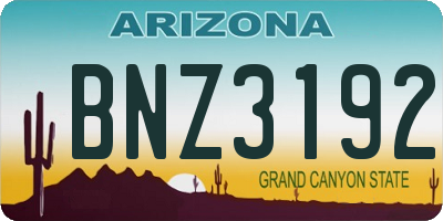 AZ license plate BNZ3192