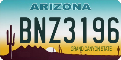 AZ license plate BNZ3196