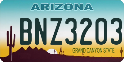 AZ license plate BNZ3203