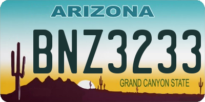 AZ license plate BNZ3233