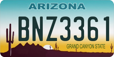 AZ license plate BNZ3361
