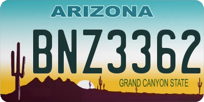 AZ license plate BNZ3362